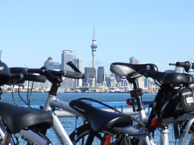 Chris Brittenden; Commuters; Lined up commuter bikes parked at Ferry Terminal Devonport